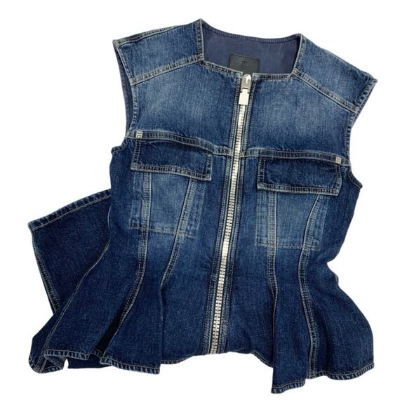 Authentic GIVENCHY Denim Short Midi Sleeveless Dress Frill Skirt 36 - Picture 4 of 10